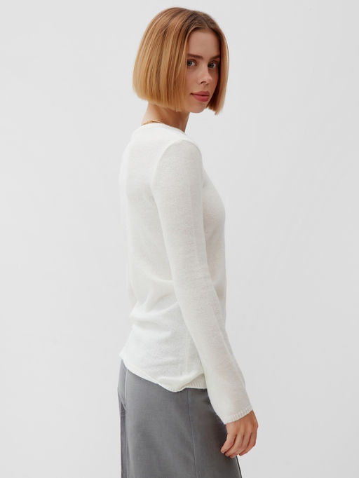 Джемпер женский MINAKU: Knitwear collection, цвет молочный, размер 50  фото 15