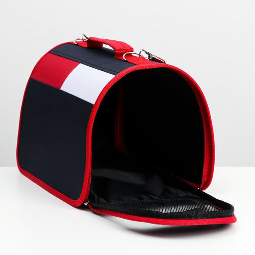 Сумка-переноска для животных, каркасная, 46 х 28,5 х 29 см, синий-красный - Пижон фото 6