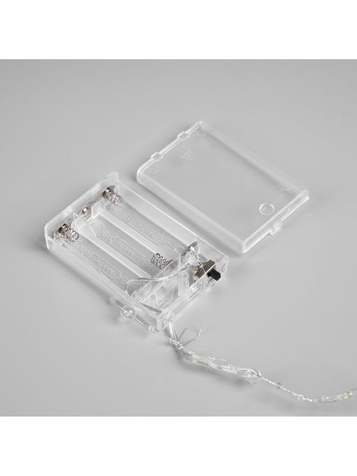 Гирлянда «Нить» 5 м роса с насадками «Перламутр», IP20, нить серебристая, 50 LED, батарейки AAx2 (не в комплекте), 2 режима, свечение тёплое белое