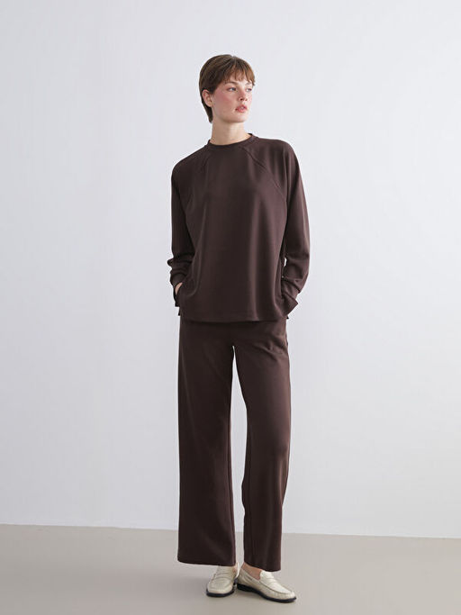 Oversize Modal Kar???ml? Kad?n Sweatshirt