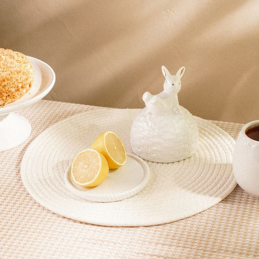 Лимонница SL Home «Пасхальные кролики», 14×14.5 см, доломит, белая