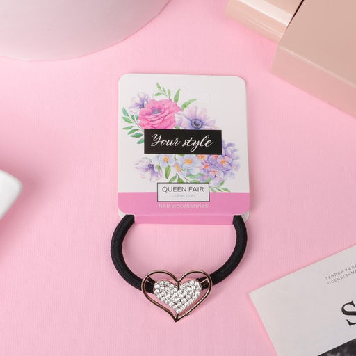 Цена за 6 шт. Резинка для волос «Миранда», сердце, 5 см