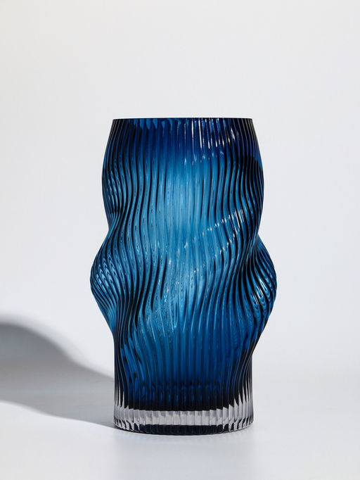 Ваза «Ванесса», волны, 24×12 см, стекло, синяя