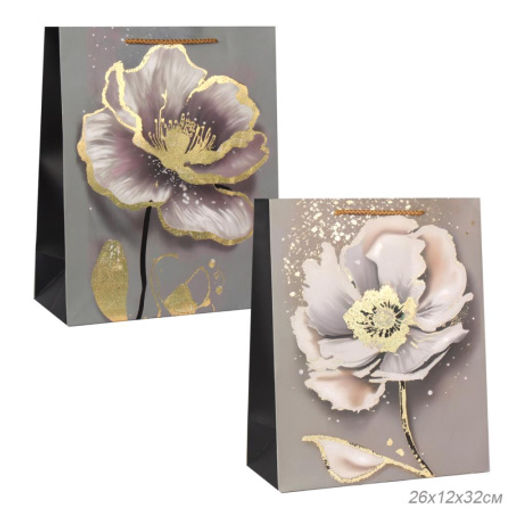 Цена за 12 шт. Пакет подарочный 26x32x12см Цветы / 5354L /уп 12/384/ - ГалеонТрейд фото 4