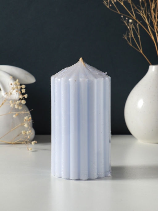 Свеча - цилиндр 7×14 см, 370 г, рифлёная, лаванда