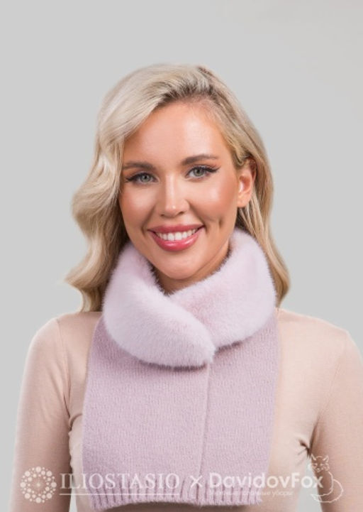 Шарф-воротник экомех розовый жемчуг