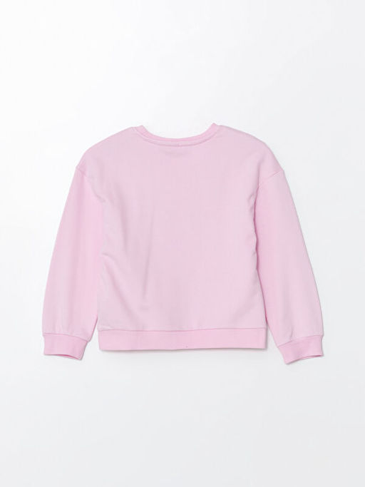 Bisiklet Yaka Barbie Ta? Bask?l? K?z ?ocuk Sweatshirt
