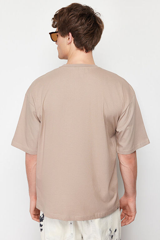 Vizon Oversize/Geni_ Kesim Basic %100 Pamuklu T-Shirt TMNSS22TS0318 - Trendyolmilla фото 2