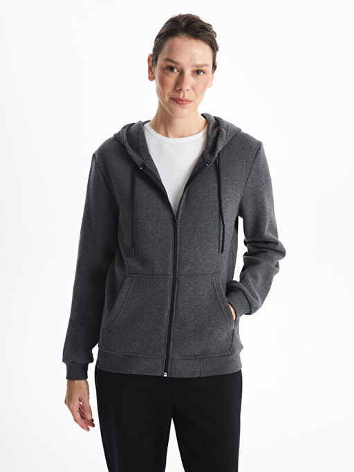 Kap??onlu Kad?n Fermuarl? Sweatshirt