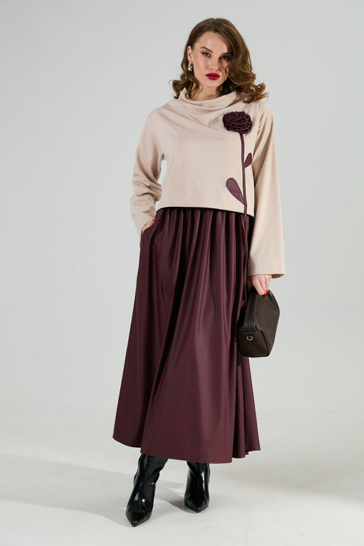 Платье NIKVA н924-10 капучино и бургунди  фото 3