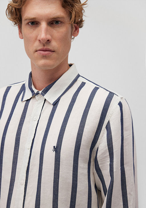 Lacivert Cizgili Gomlek - Mavi фото 4