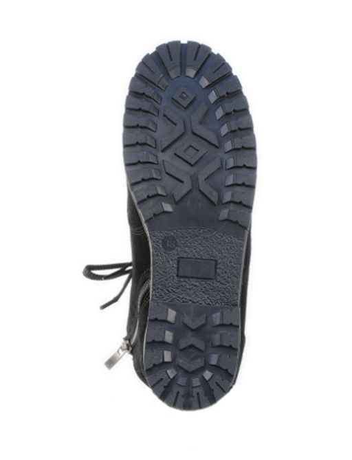 Ботинки женские на литой подошве черные, замша, молния, шнуровка - Roshva фото 8