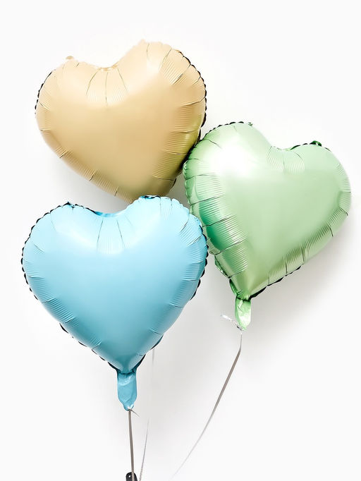 Цена за 2 шт.Воздушные шары фольгированные 17 Сердце, кремовый сатин, набор 5 шт. - Страна карнавалия фото 7