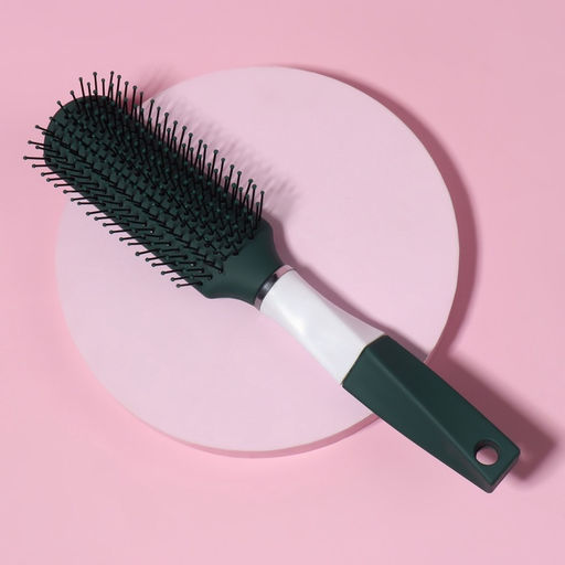 Расчёска массажная, прорезиненная ручка, 4×23(±1) см, зелёная, белая