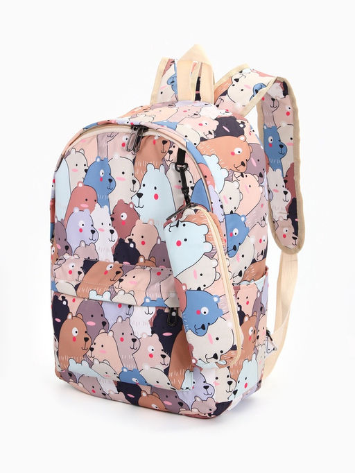 Набор: рюкзак школьный и пенал, с карманами, с принтом, размер 29?12?41 см, розовый/разноцветный