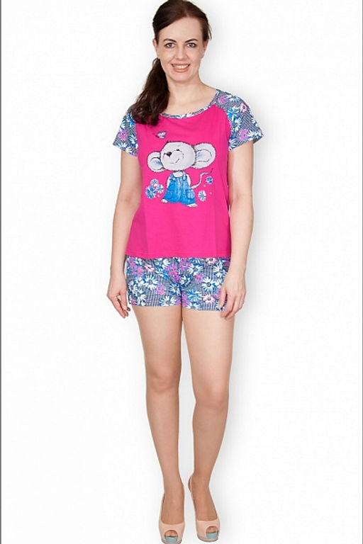 Костюм домашний с шортами, малина (246-1)