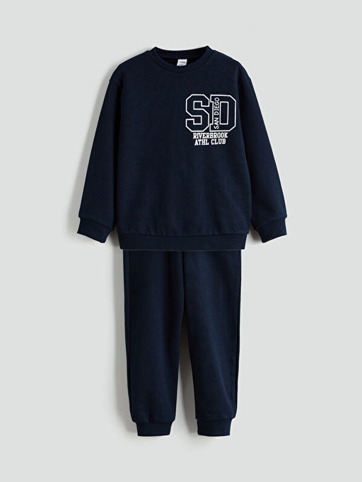 Bask?l? Erkek ?ocuk Sweatshirt ve E?ofman Alt?