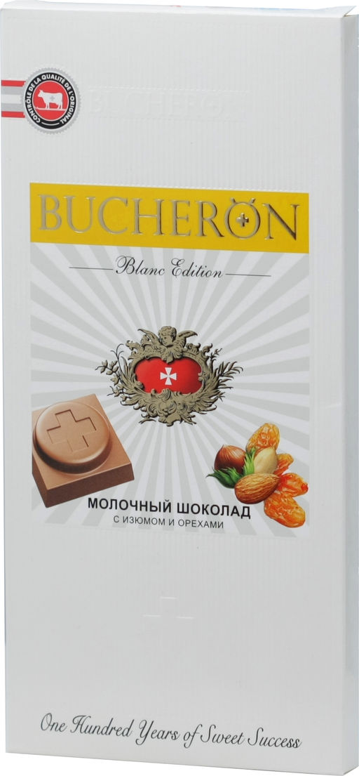 BUCHERON. Blanc Edition. Молочный с изюмом и орехами 85 гр. карт.пачка