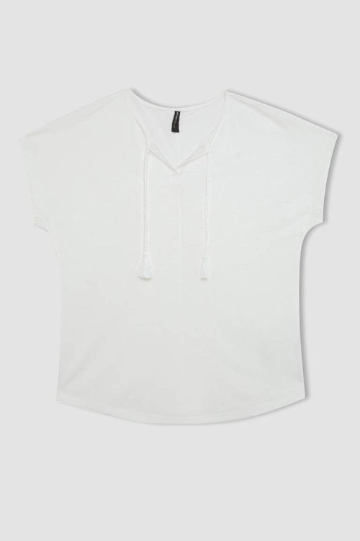 Футболка с круглым вырезом и короткими рукавами - Defacto фото 6