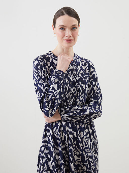 Bisiklet Yaka Desenli Kad?n Elbise