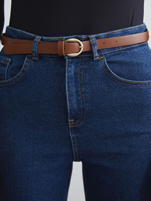 Beli Kemerli Mom Fit Kad?n Jean Pantolon