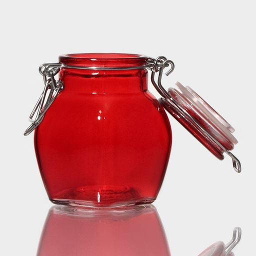 Банка для хранения сыпучих «Овал», 100 мл, 6×8.5 см, с бугельным замком, стекло, цвет МИКС