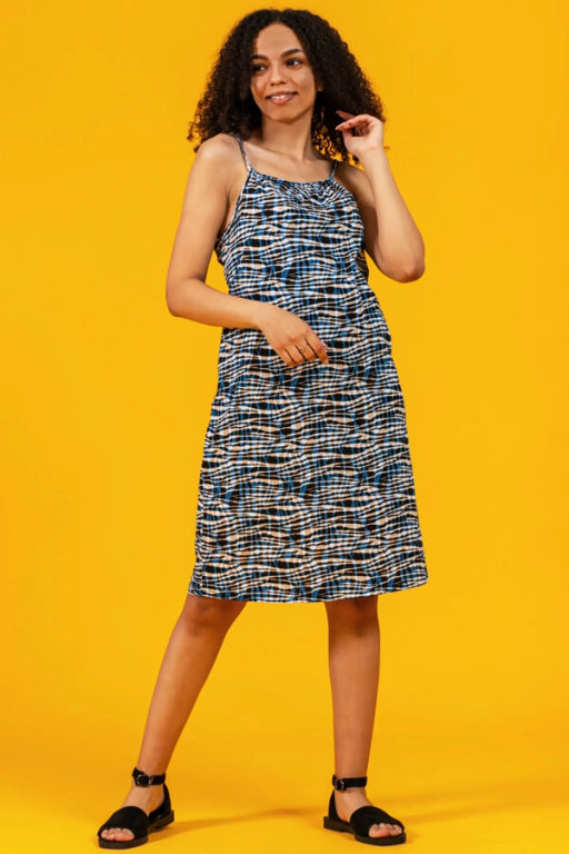 Сарафан женский, цвет синий белый бежевый