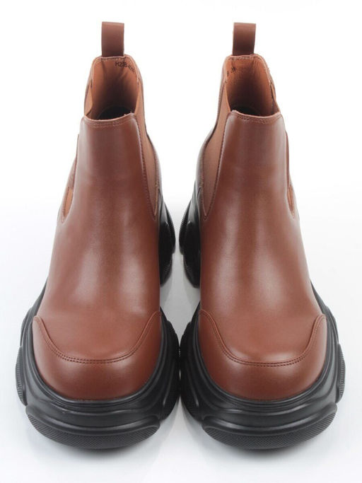 01-H23B40MB BROWN Ботинки демисезонные женские (натуральная кожа, байка)