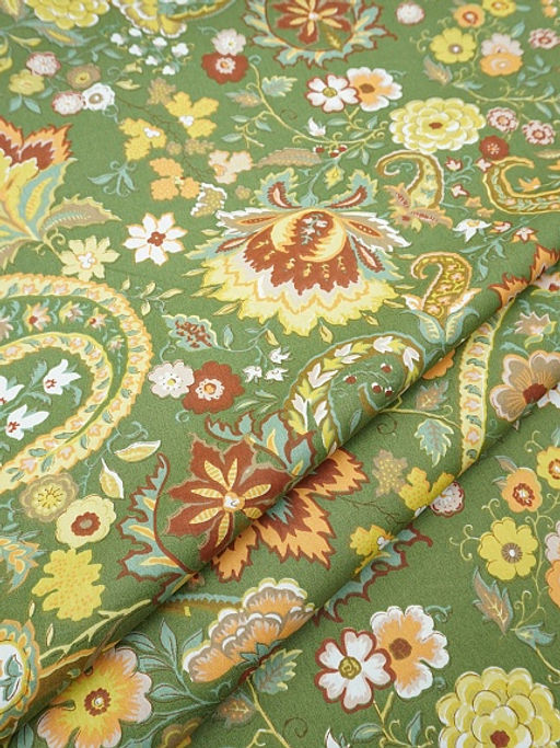 Сатин Турецкий мотив цв.кленово-зеленый, ш.2.5м, хлопок-100%, 120гр/м.кв - Купава фото 6