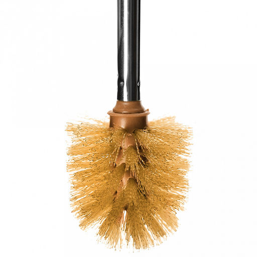 Ерш унитазный пластмассовый со съемной ручкой из нержавеющей стали "Металлик" 49см, с подставкой д13,5см h10,5см, бежевый (Китай)