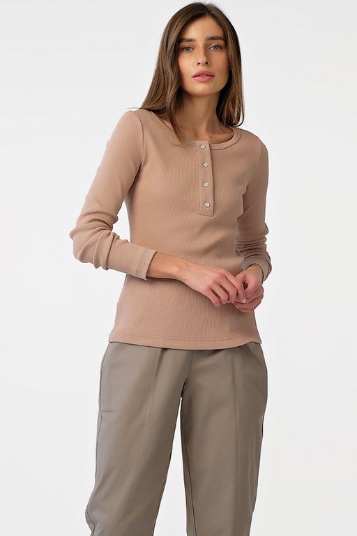 Лонгслив трикотажный с пуговицами из хлопка бордовый - Fly фото 20