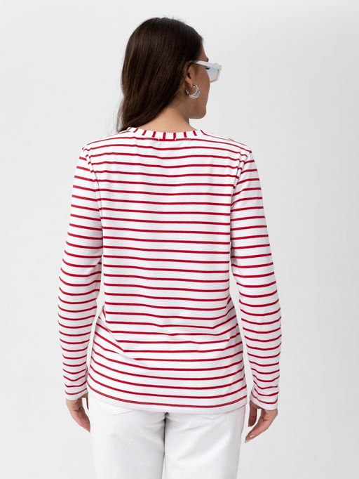 Лонгслив хлопок 95%, лайкра 5%,бело-красный - Binita фото 8