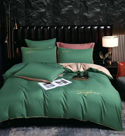 КПБ Candies однотонный с вышивкой на резинке по кругу CANOVR008 Евро