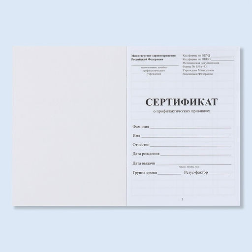 Сертификат о профилактических прививках А6, классика, 24 страницы - Страна карнавалия фото 2