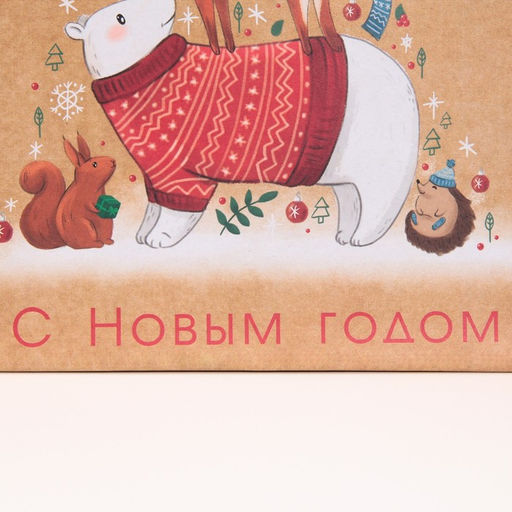 Цена за 2 шт. Пакет подарочный новогодний крафтовый квадратный «Друзья», 22×22×11 см