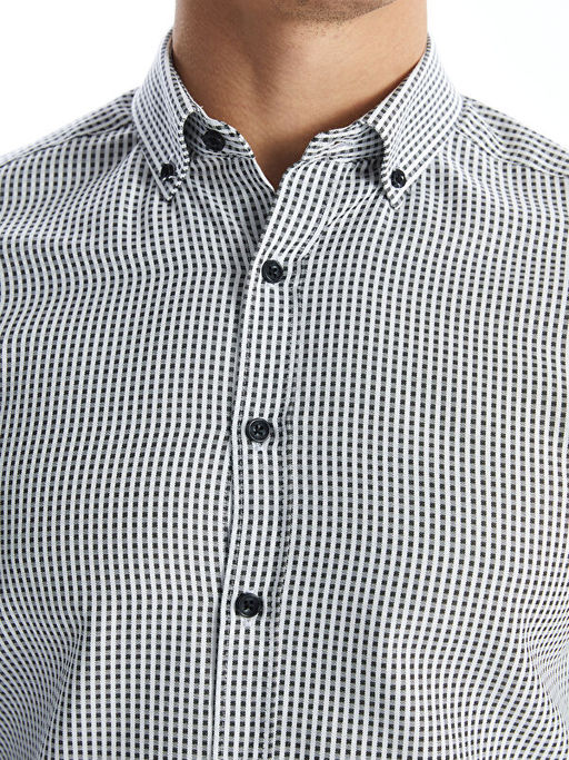 Regular Fit Uzun Kollu Ekose Gabardin Erkek G?mlek