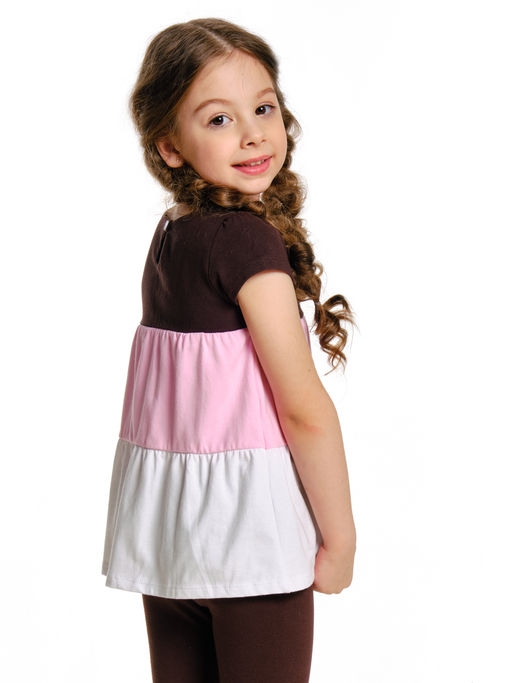 Футболка для девочки UD 1567 розовый/кофе - Mini maxi фото 2