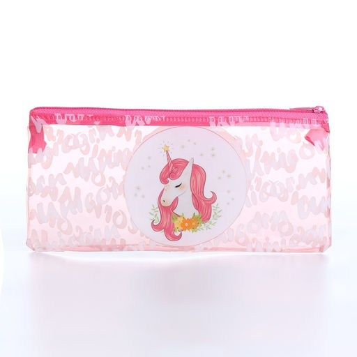 Косметичка-пенал на молнии, с рисунком Единорог, розовая - Simaland фото 2