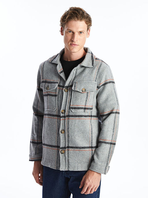 Regular Fit Uzun Kollu Ekose Erkek G?mlek Ceket