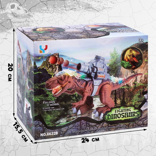 Динозавр Рекс, стреляет шарами, работает от батареек, свет и звук, цвет зелёный - Simaland фото 6