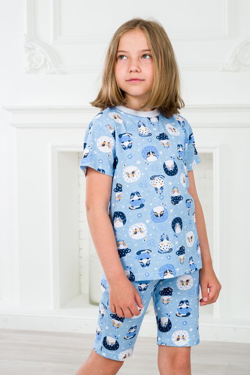 Пижама детская из футболки и бридж из кулирки Кошки - Амадэль фото 8