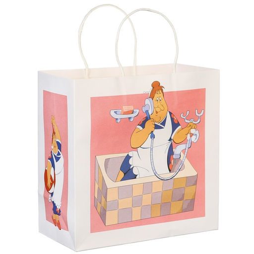 Пакет подарочный, 22×22×11 см, крафт, упаковка, Малыш и Карлсон