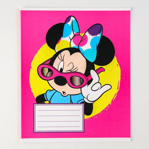 Цена за 10 шт. Тетрадь в линейку 12 листов, 5 видов МИКС, обложка мелованная бумага, «Минни Маус»