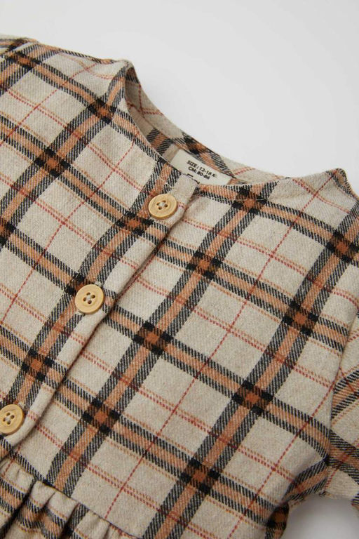 Платье в клетку с длинными рукавами для маленьких девочек - Defacto фото 2