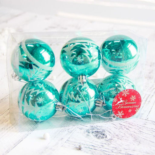 Ёлочные игрушки Ёлочки в лесу, шары новогодние, набор d=6 см, 6 шт. - Зимнее волшебство фото 2