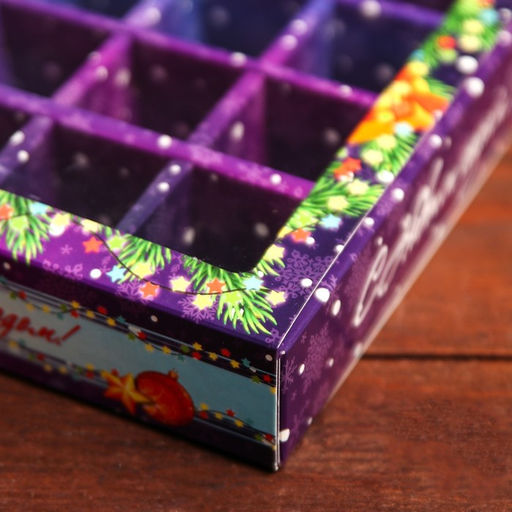 Цена за 5 шт. Упаковка для конфет 16 шт Яркий Новый Год, 17,7 х 17,7 х 3,8 см - Simaland фото 13