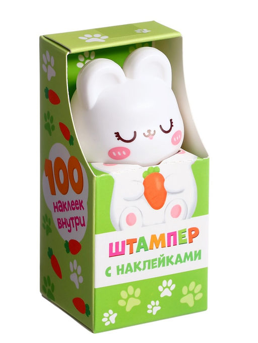 Штампер с наклейками «Зайчик», 100 стикеров