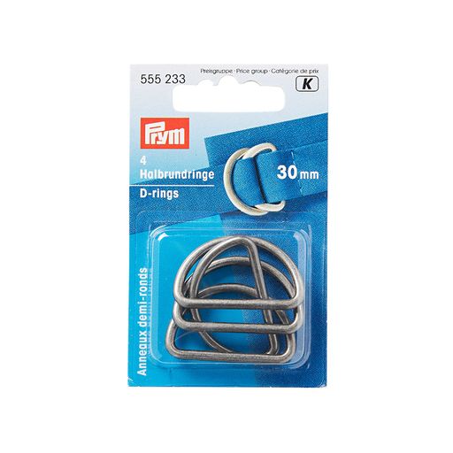 Фурнитура сумочная металл PRYM 555223 Полукольцо для сумки d 20 мм 4 шт. СК/Распродажа под состаренное серебро