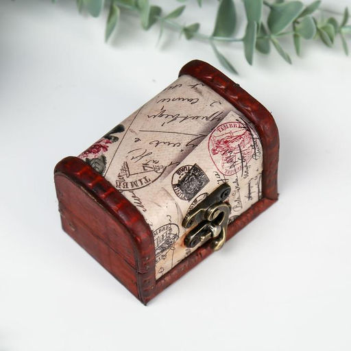 Шкатулка для украшений «Сундучок. Цветущий город», дерево, 6×8×5.5 см