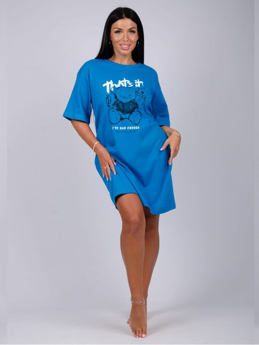 Сорочка Беверли синий, интерлок пенье - Малина фото 5